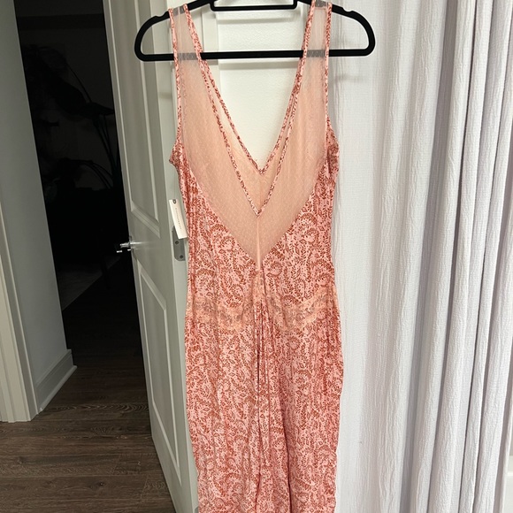 Anthropologie Pink Lace Silky Dresss - Picture 2 of 4